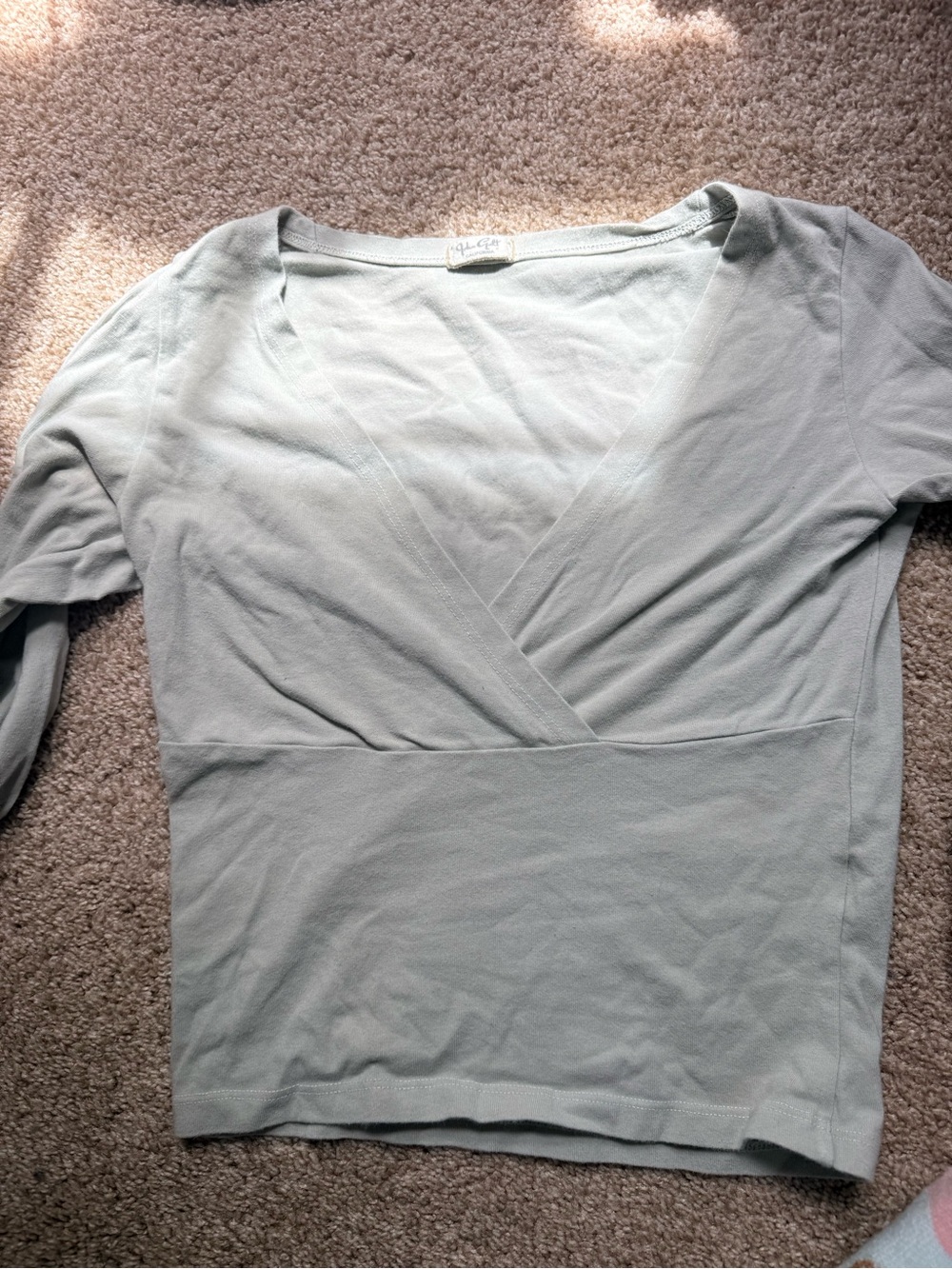 Brandy Melville Sage Green Wrap-Front Short Sleeve Top